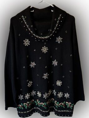 217. B.P. Design Embellished Holiday Cowl Neck Sweater, Size L